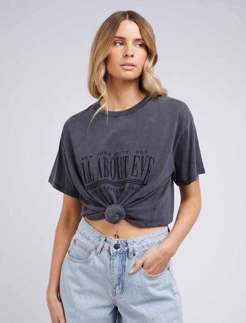 All About Eve NY City tee in washed black colour