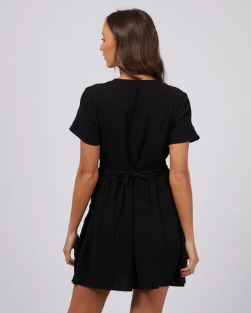 Black cotton mini dress for summer