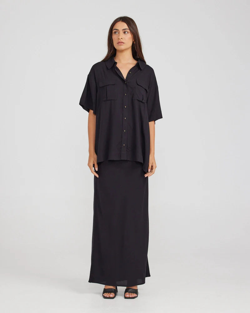 womans black top and made from viscose