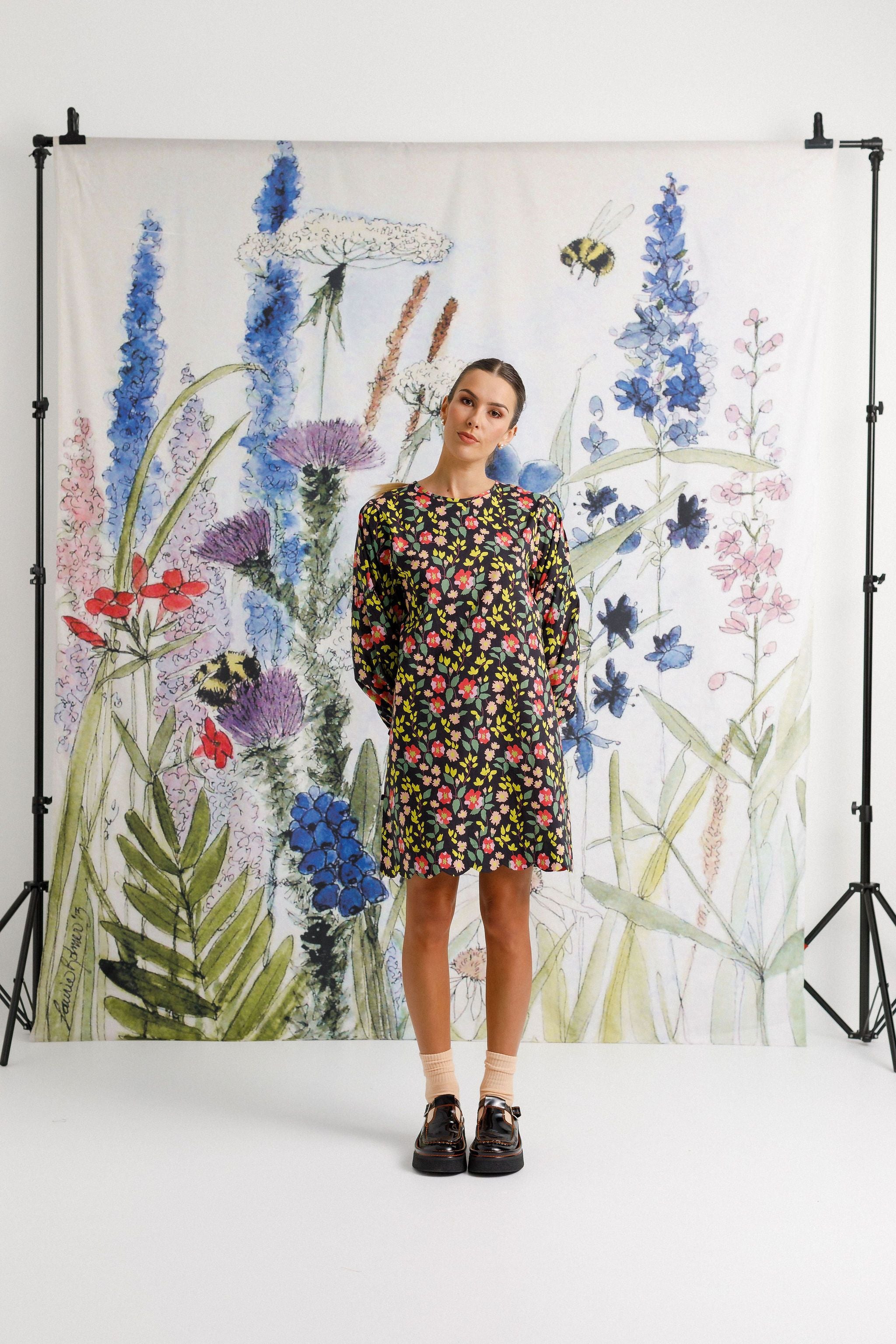 Bouquet billow dress Thing Thing paterned dress New Zealand