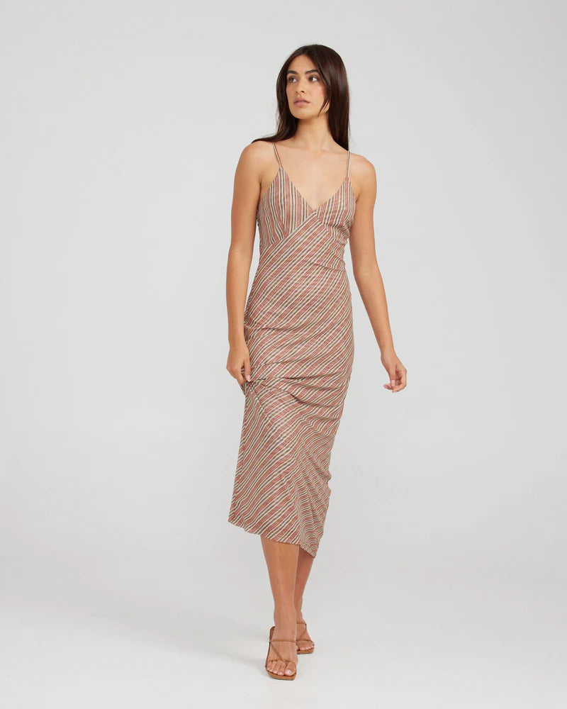 The Lulu maxi dress from Charlie Holiday is a striped dress available in New Zealand