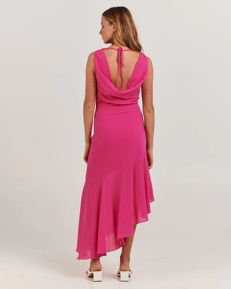 pink dress, long length midi dress New Zealand