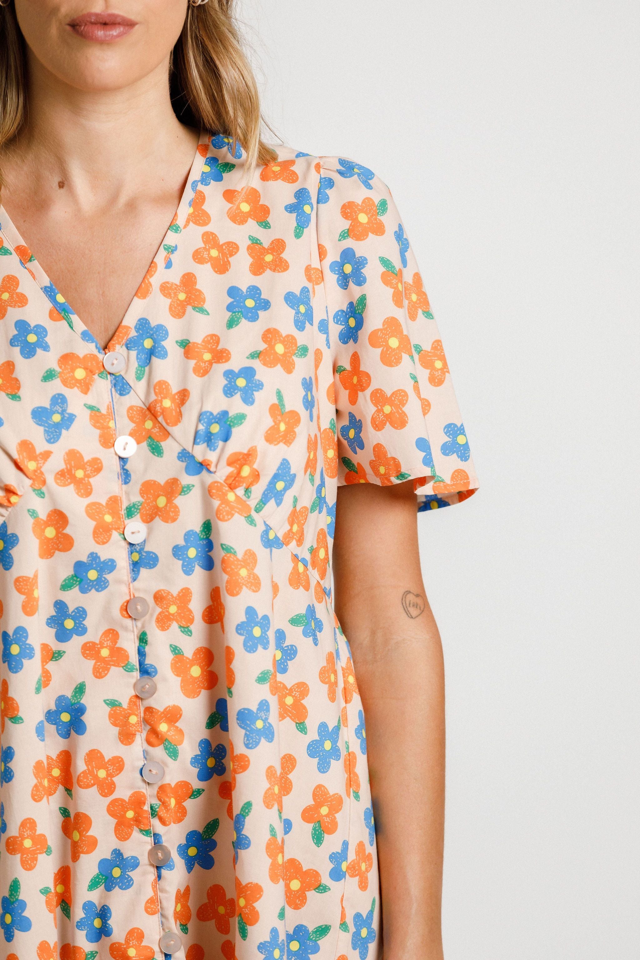 cottonwith buttons down front mini dress New Zealand