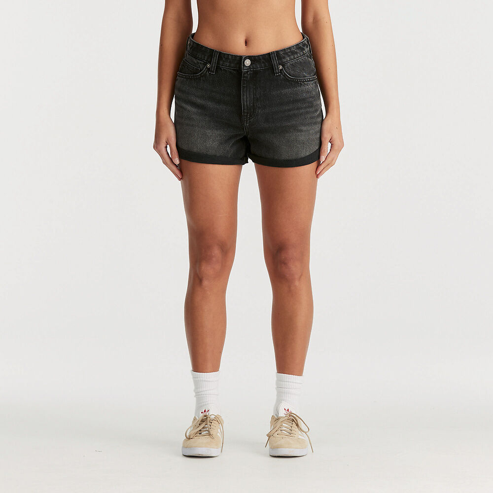 Denim relax fit shorts with rolled hem