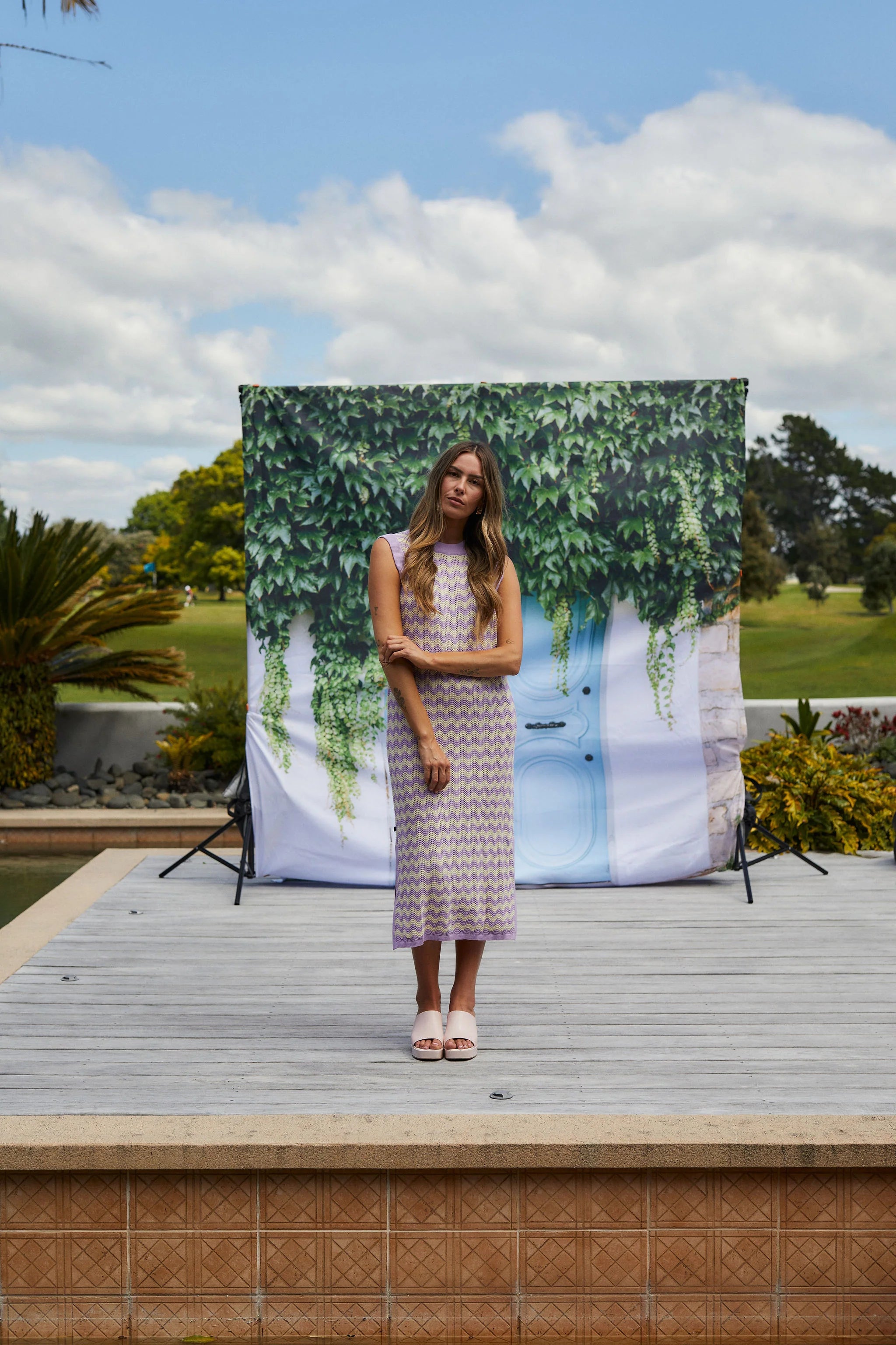 striped cotton long dress