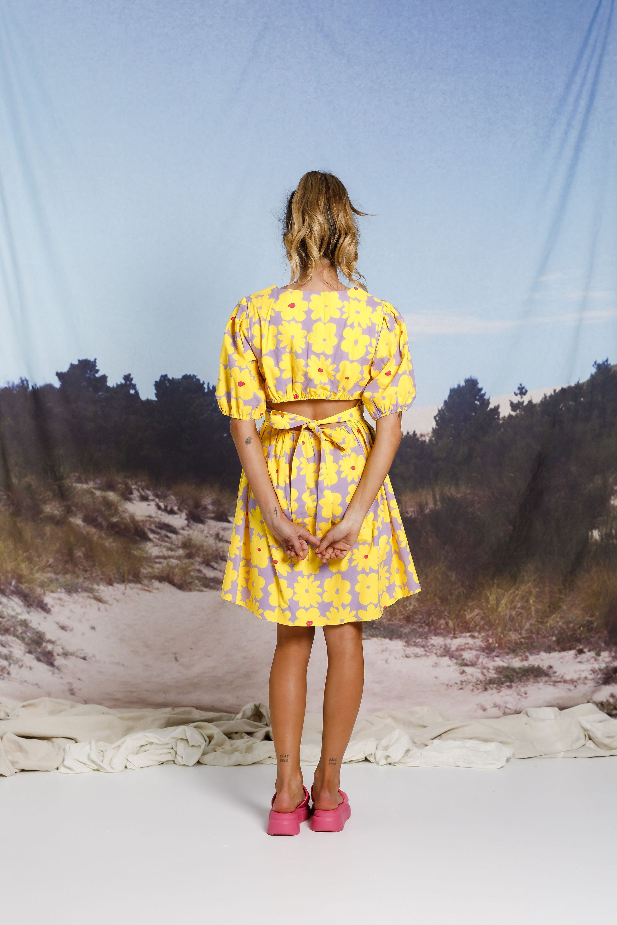 Thing Thing women's dress. Summer dress for NZ, purple dress with yellow flowers