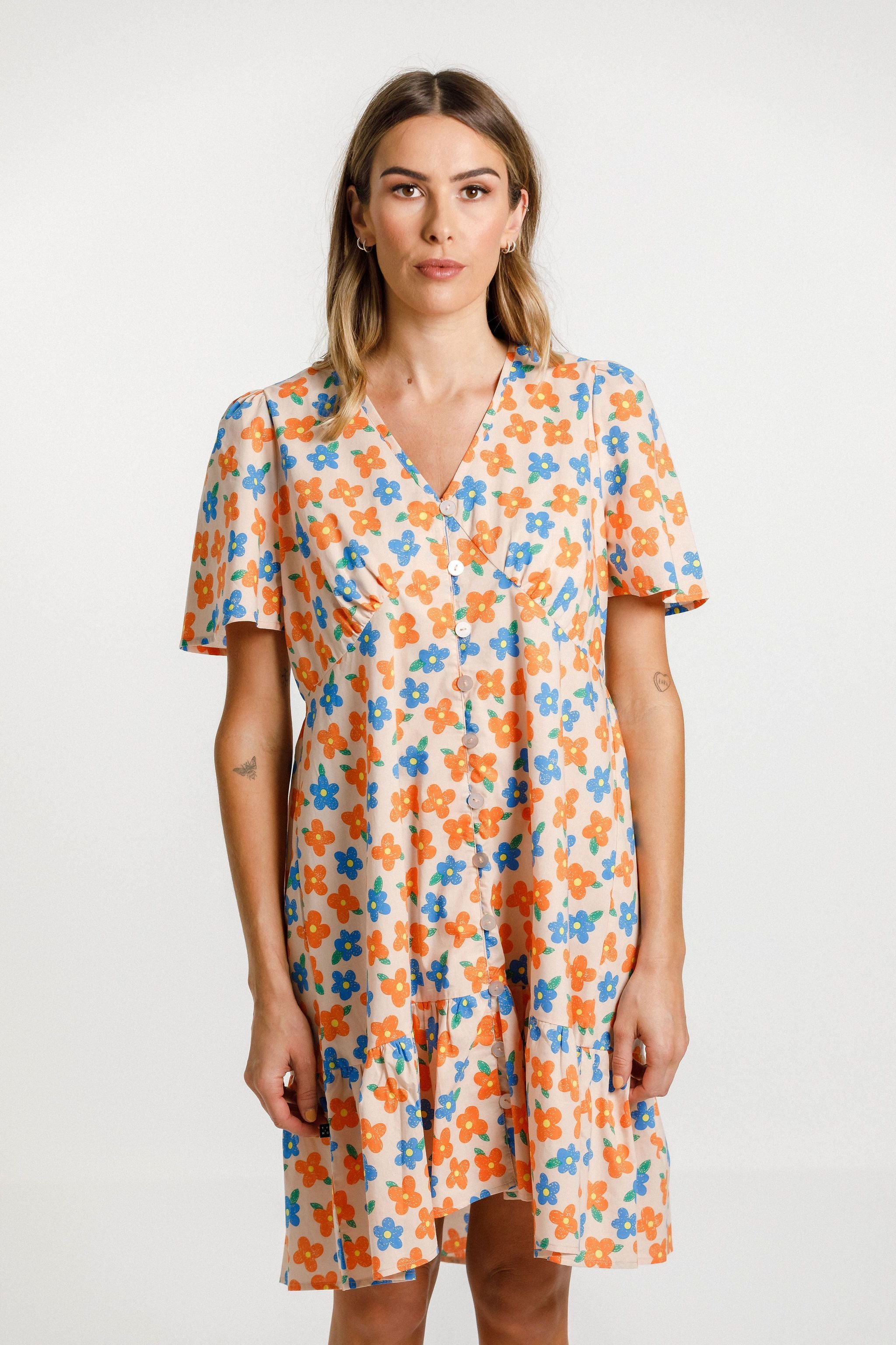 Button down front and cotton th happy times dress