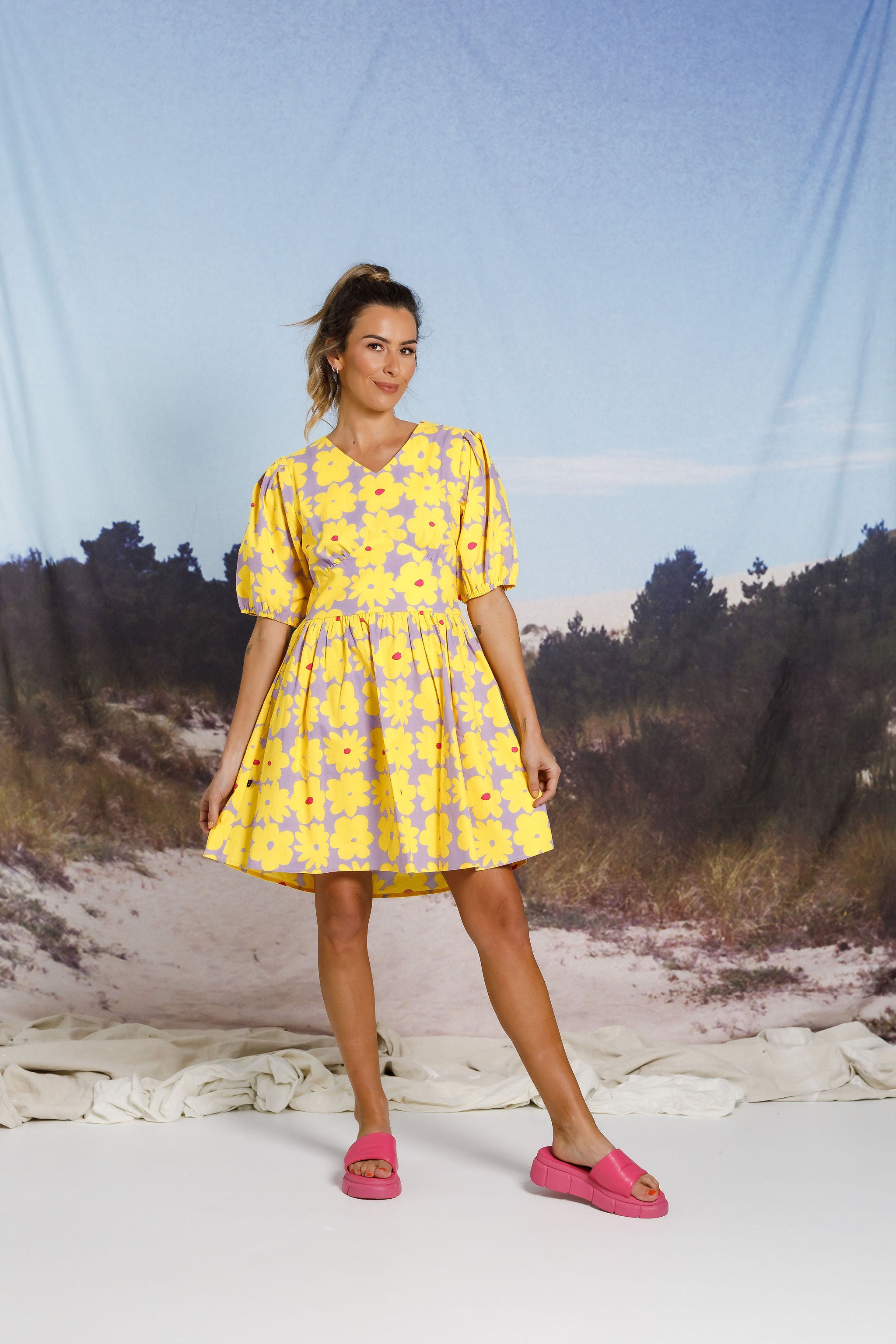 Summer dress with flower print available in New Zealand