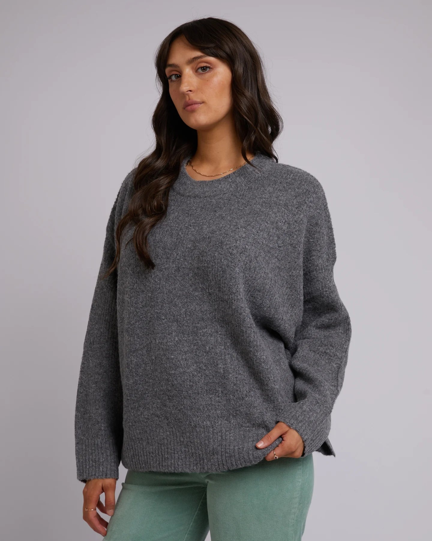 Womens knit jumper in charcoal grey