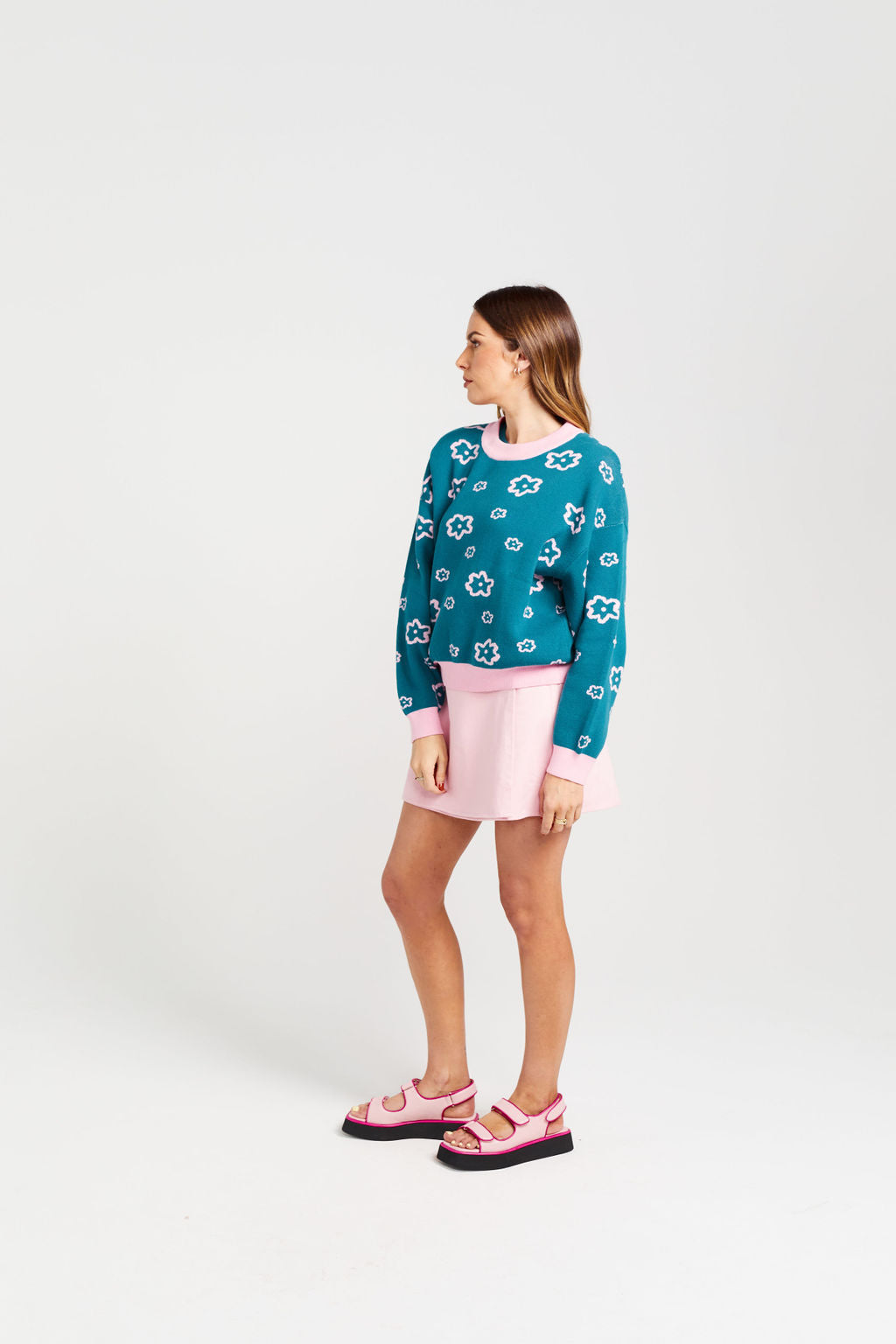 Womens jumper with flower pattern