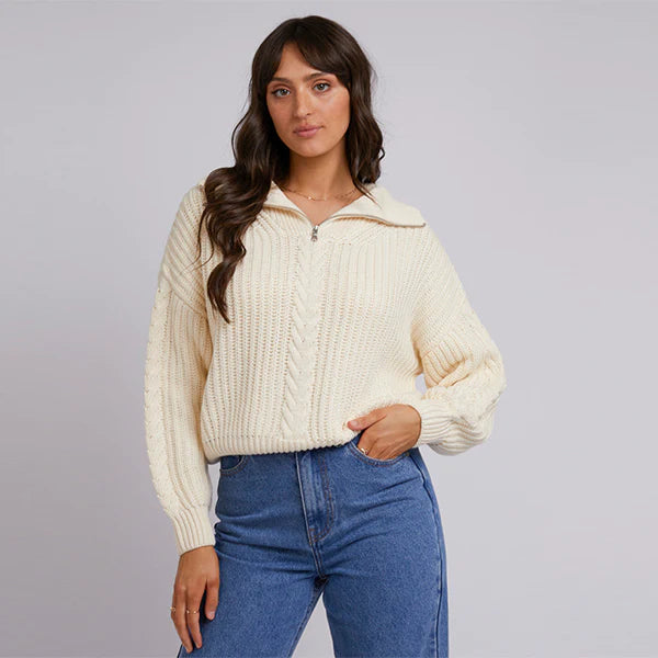 cream short length knit jumperNew Zealand