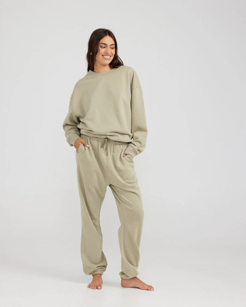 Charlie Holiday everyday Sage Sweatshirt with a wide rib hemline and cuffs