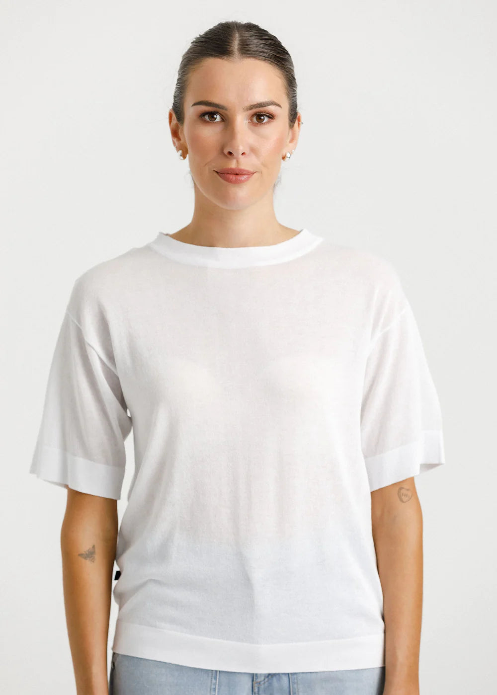 Thing Thing white crew neck knit, cotton