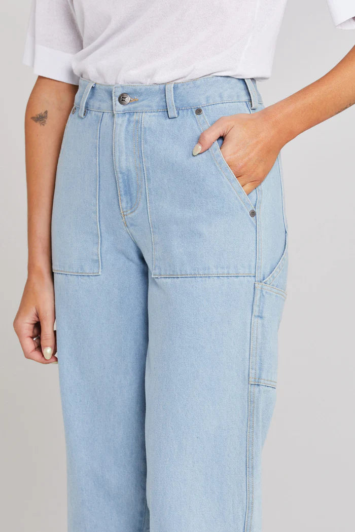 cotton, relaxed fit, stone wash denim