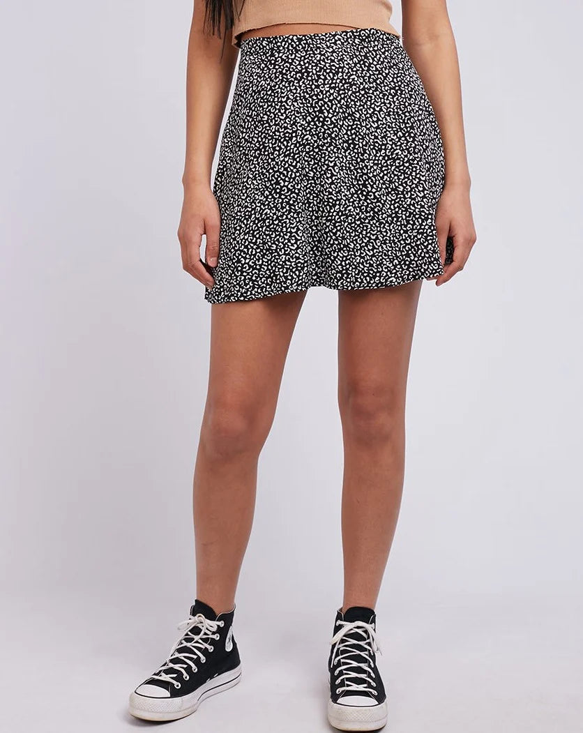 Mini printed mini skirt with flat high waistband New Zealand