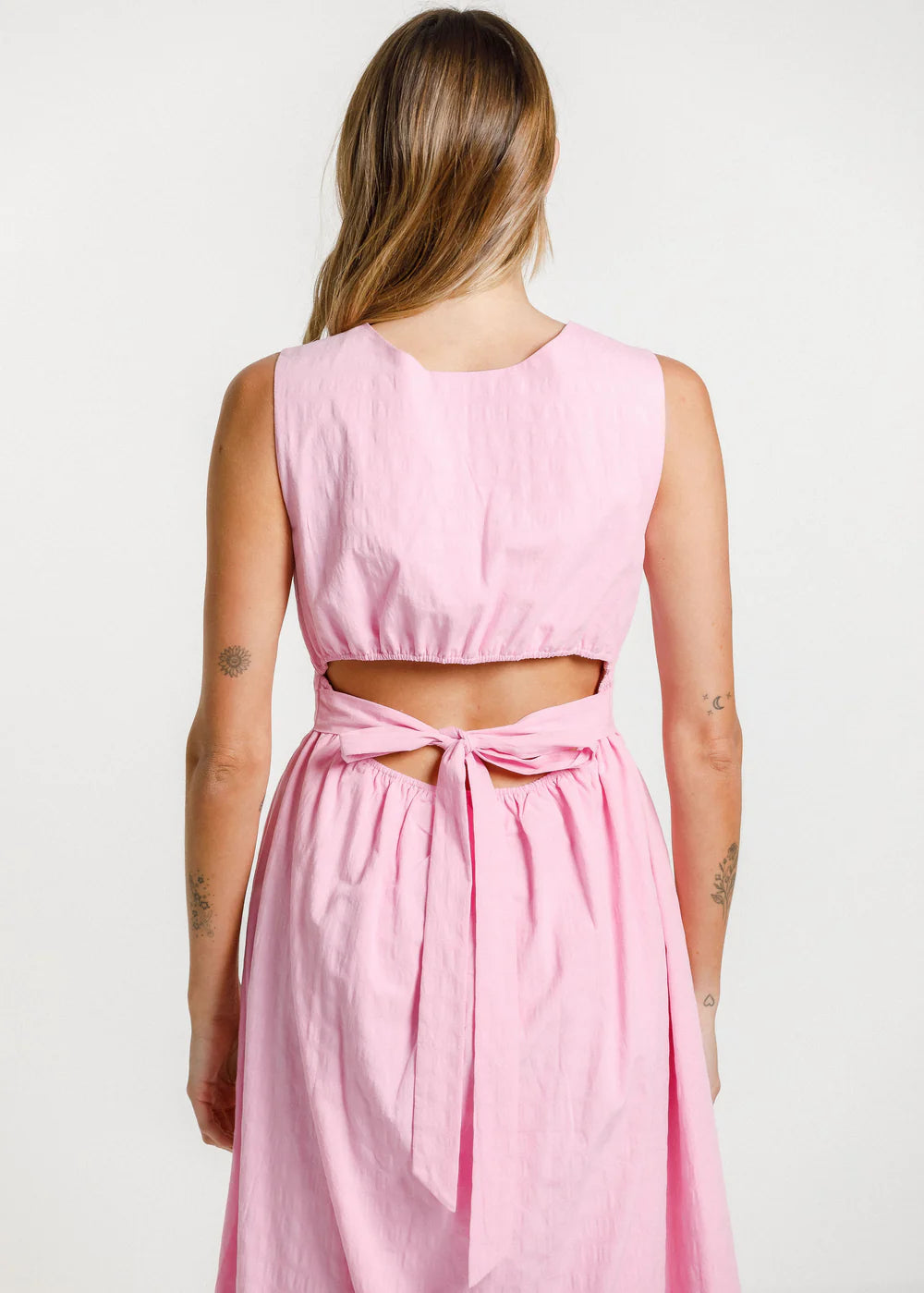 midi cotton dress by Thing Thing with round neckline New Zealand