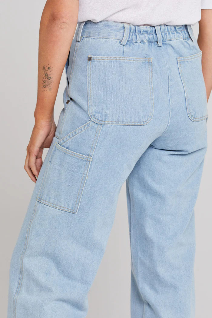 100 % percent cotton, relaxed fit. stonewash denim