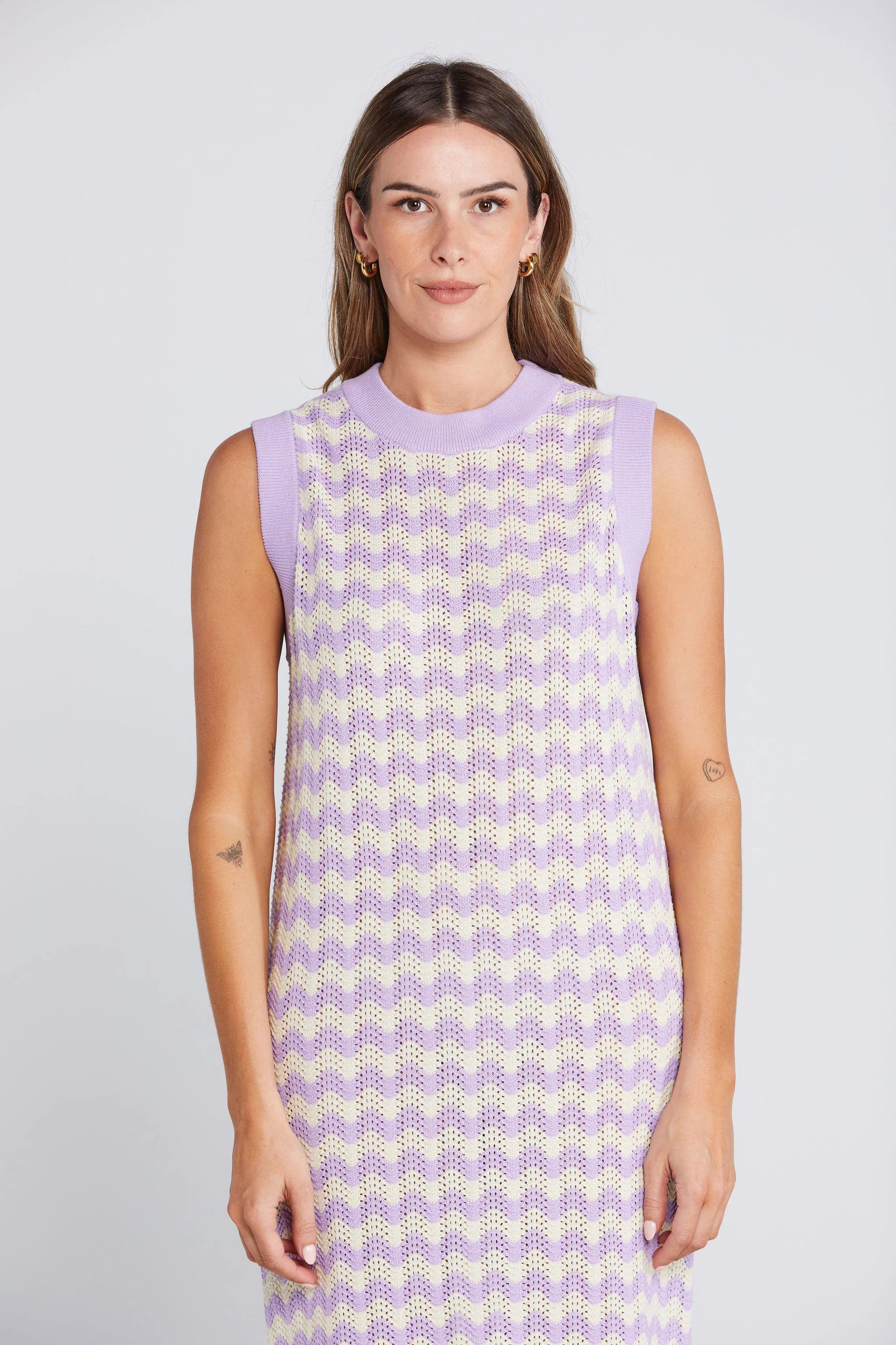 cotton, long length striped dress
