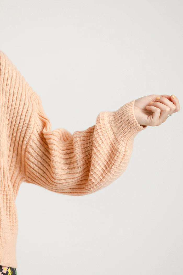 peach knit cardigan, thing thing cardigan with texture New Zealand