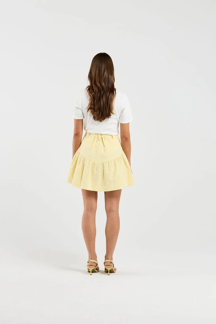 yellow with zip and cotton mini skirt