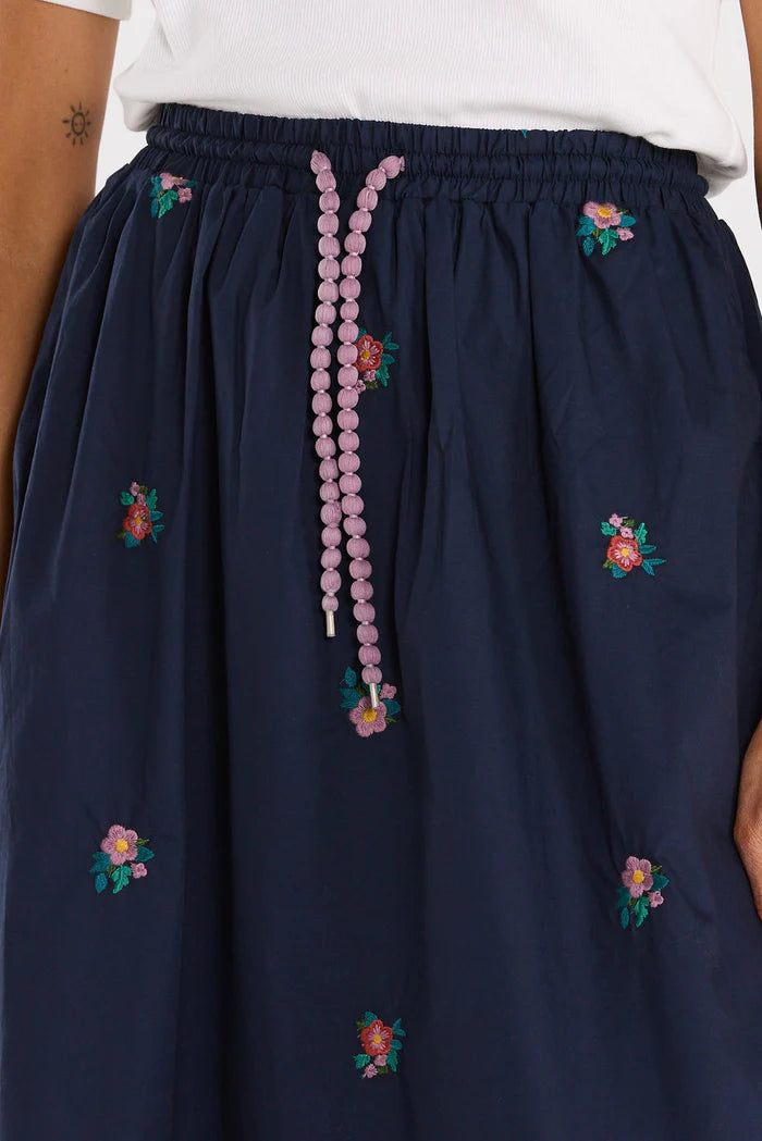 Bobble Drawcord, Elasticated Waist with Scalloped Hem, Pockets and cotton. High Waist fit with A Line Skirt