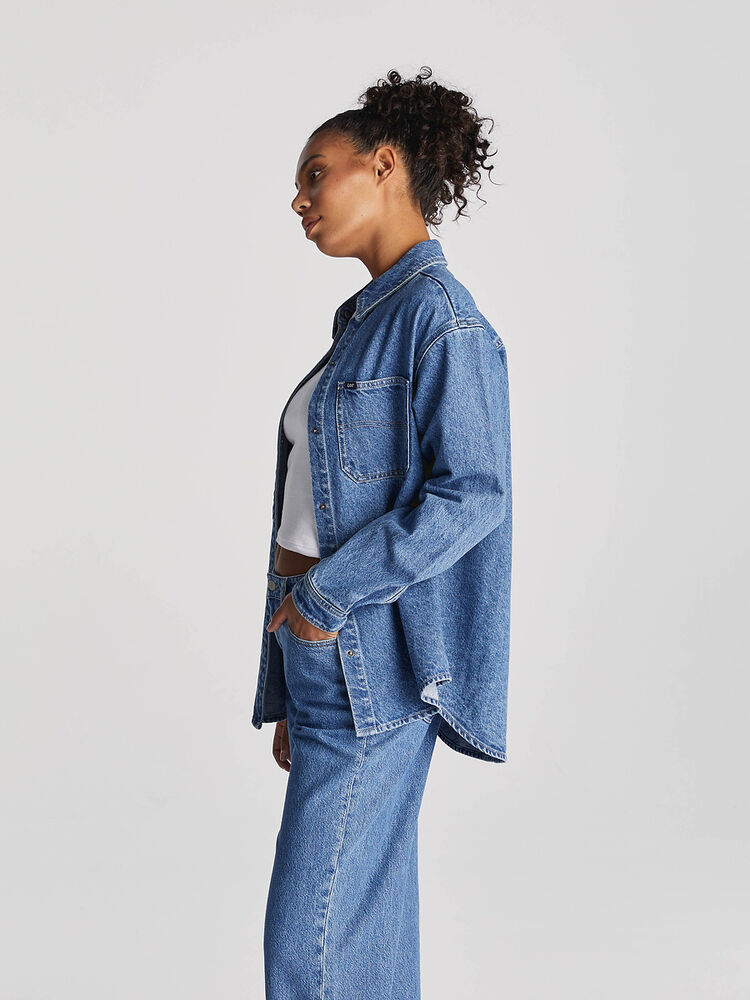 Classic denim shirt with dropped shoulders