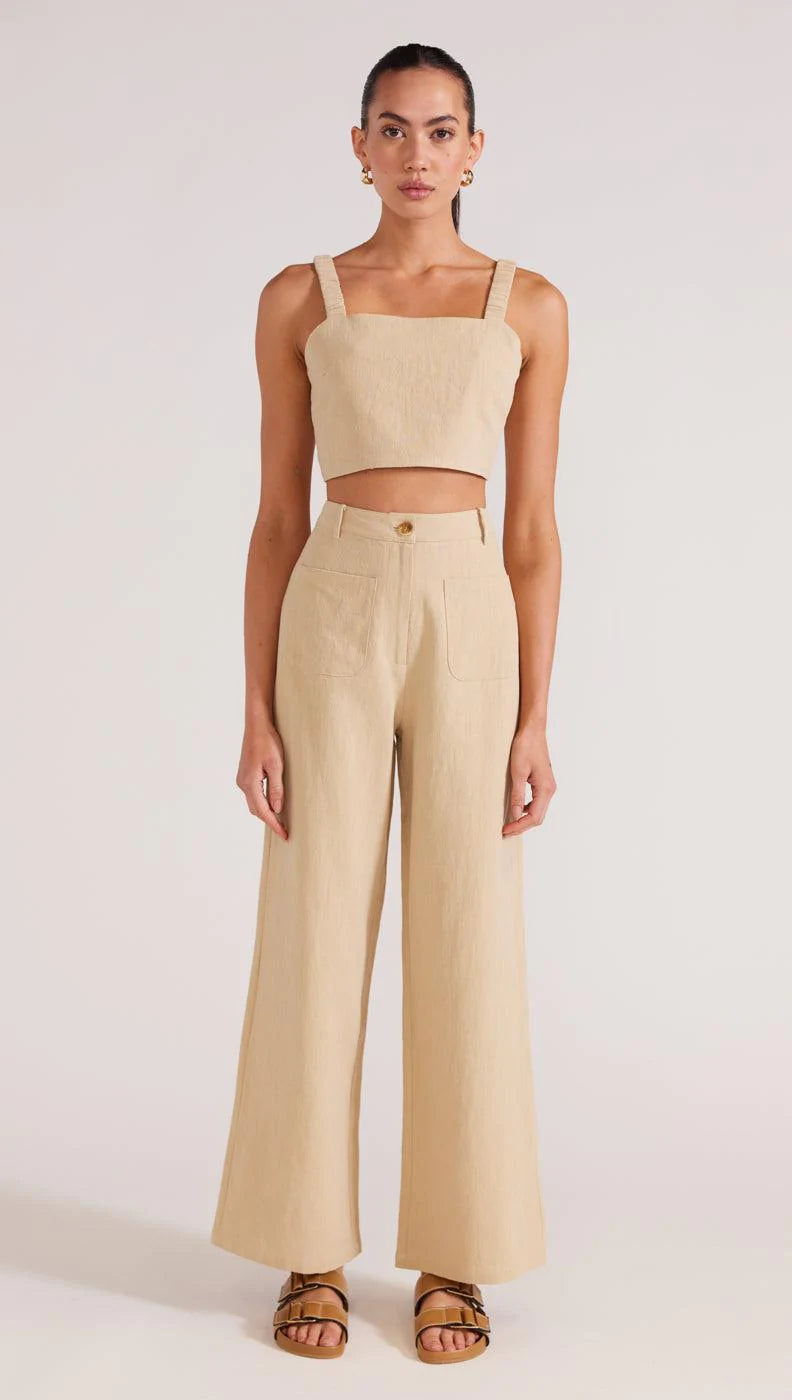 Brixton wide leg pants ,linen with a high waist fit, functional side pockets