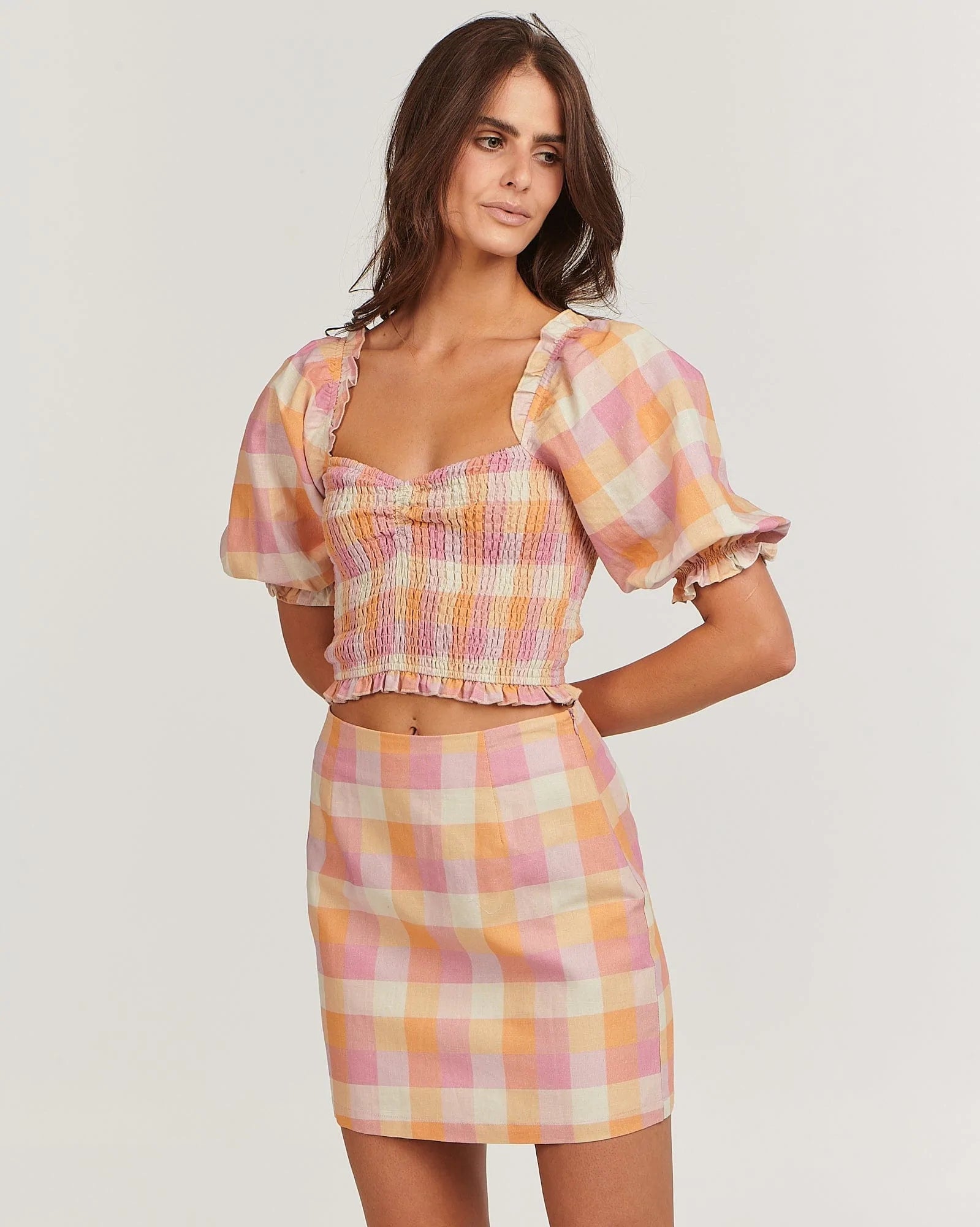 Andrea Mini Skirt from Charlie Holiday is a checkered pattern, summer skirt NZ