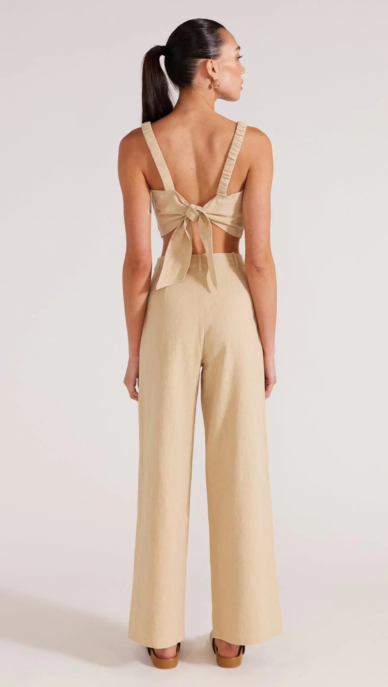 Brixton wide leg pants ,linen with a high waist fit, functional side pockets New Zealand