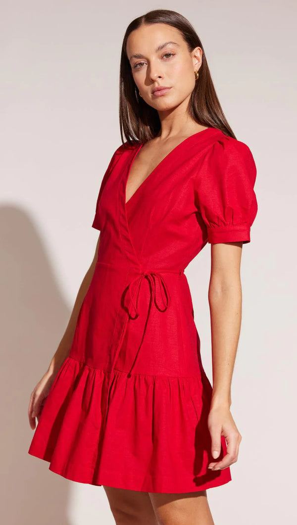Salerno Wrap Mini Dress - Red