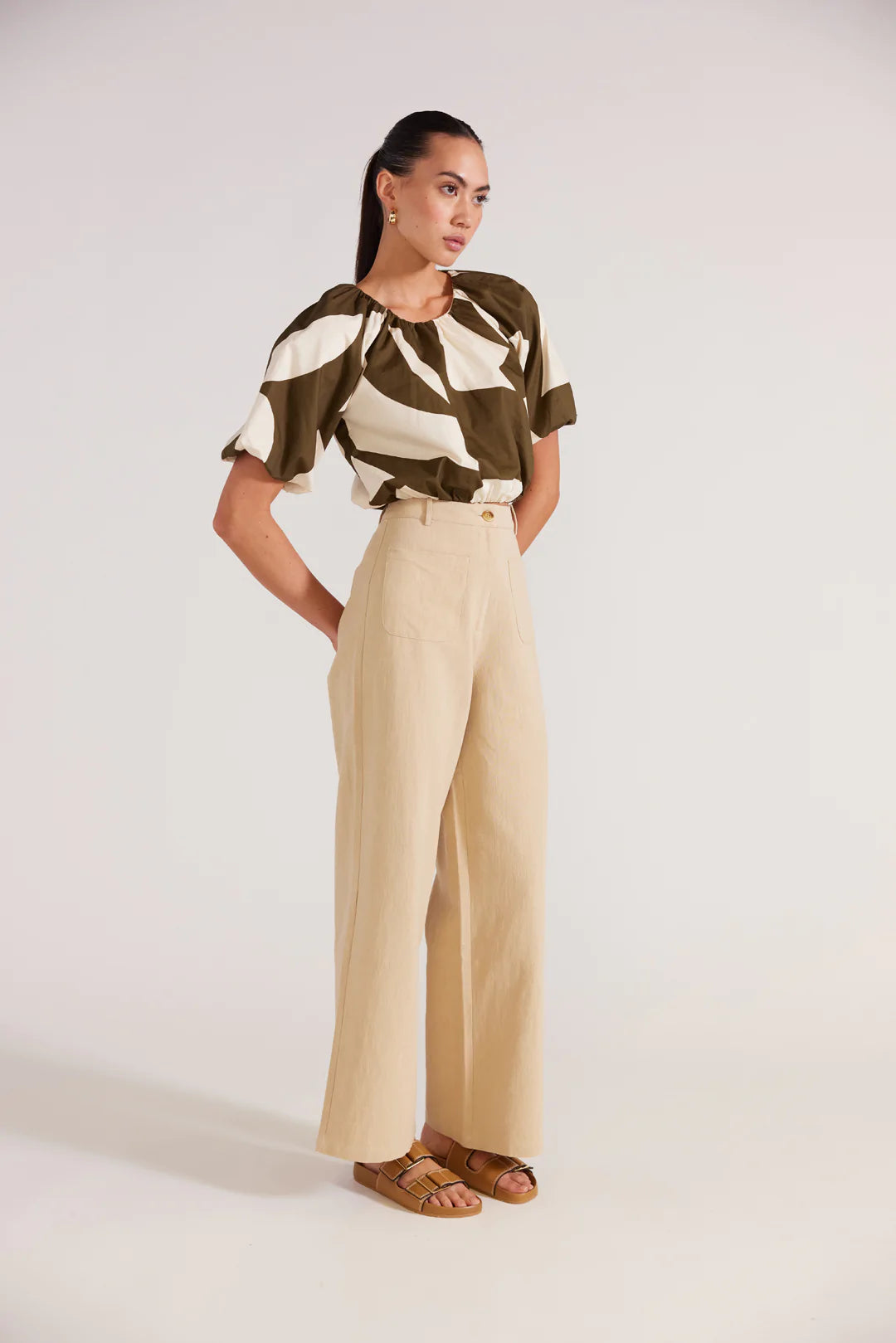 Brixton wide leg pants ,linen with a high waist fit, functional side pockets