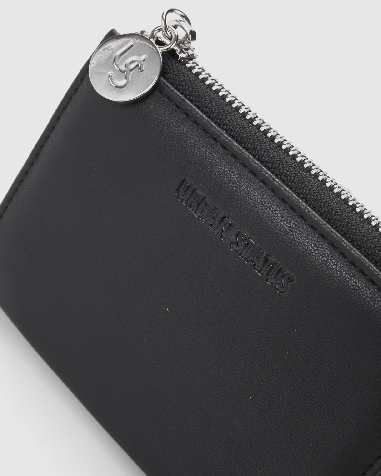 Women's wallet black, key ring with zip