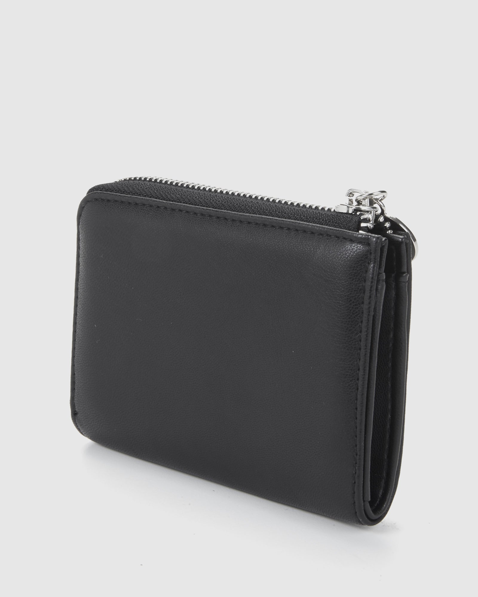 Women's wallet black, key ring with zip
