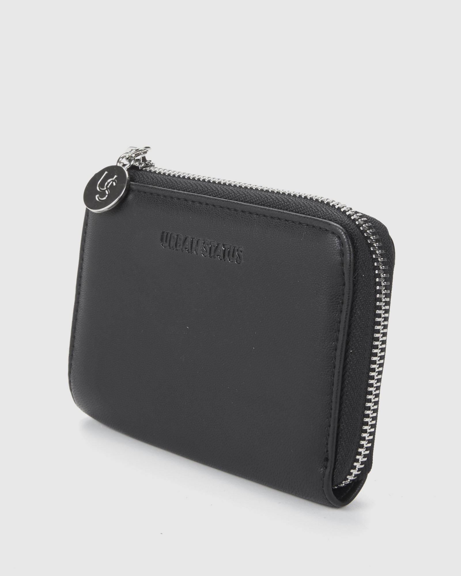 Women's wallet black, key ring with zip