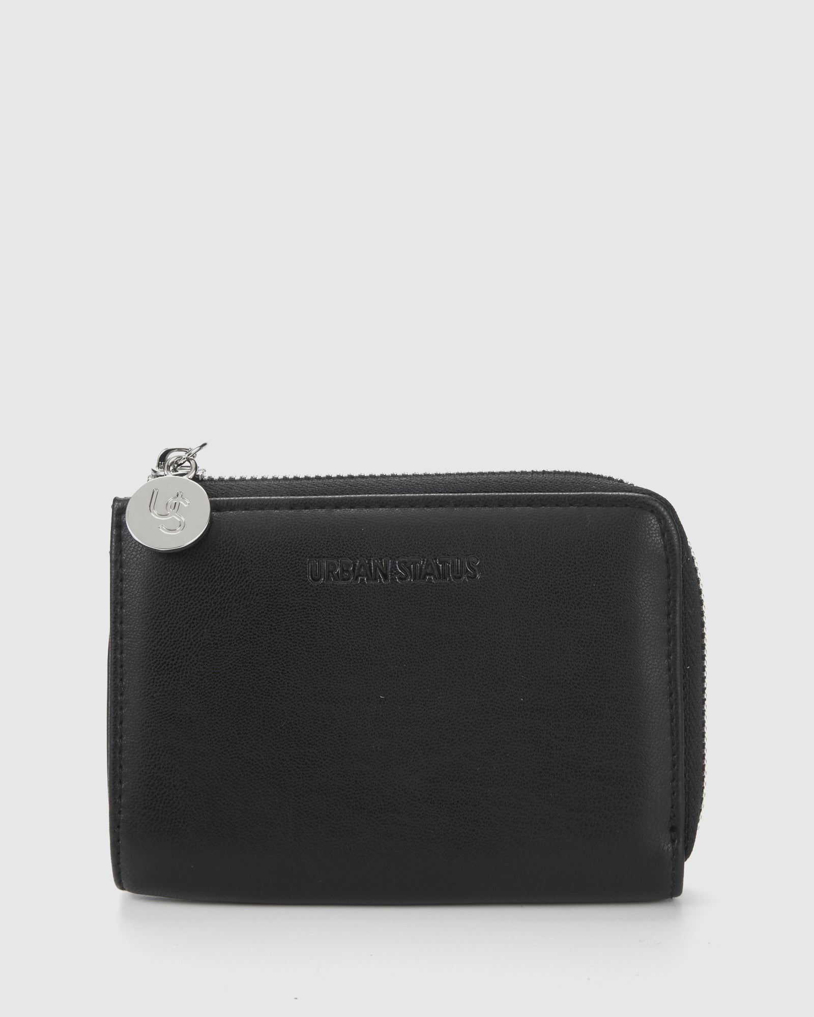 Women's wallet black, key ring with zip