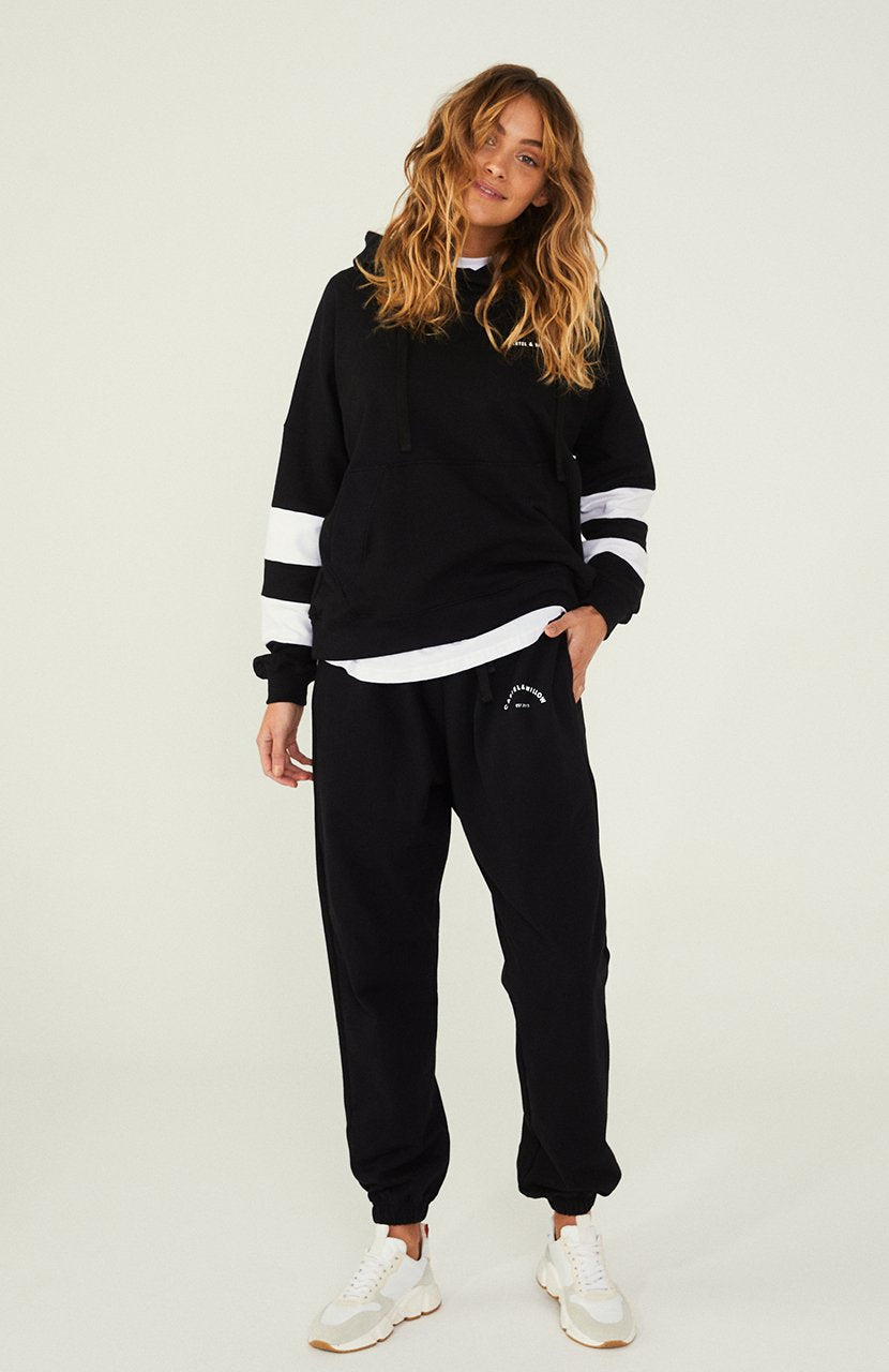 Cotton black track pants