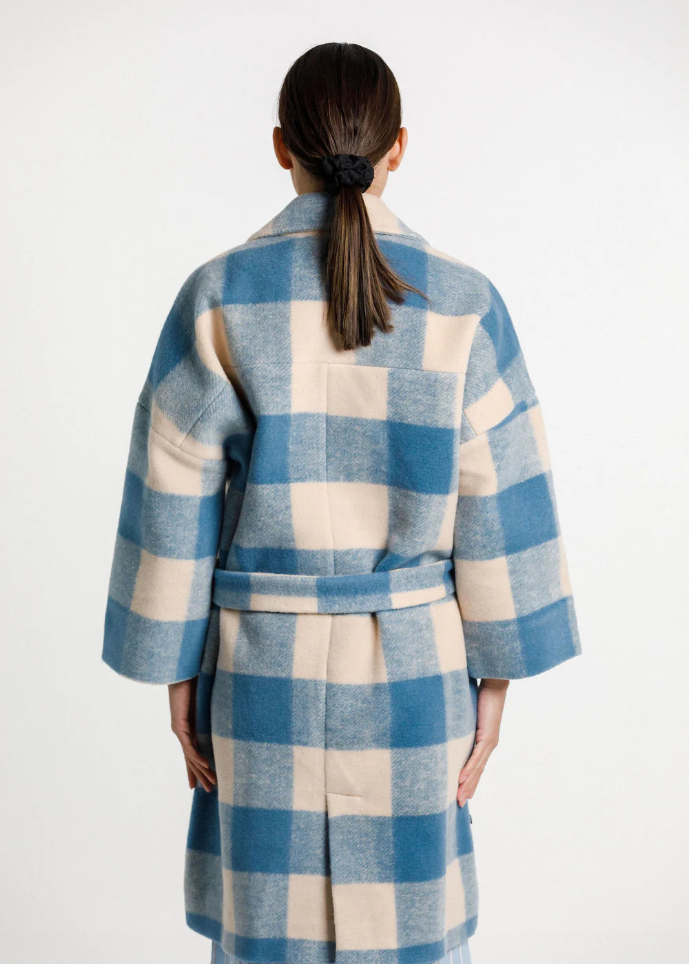Double breasted, blue checked with wide label from Thing Thin
