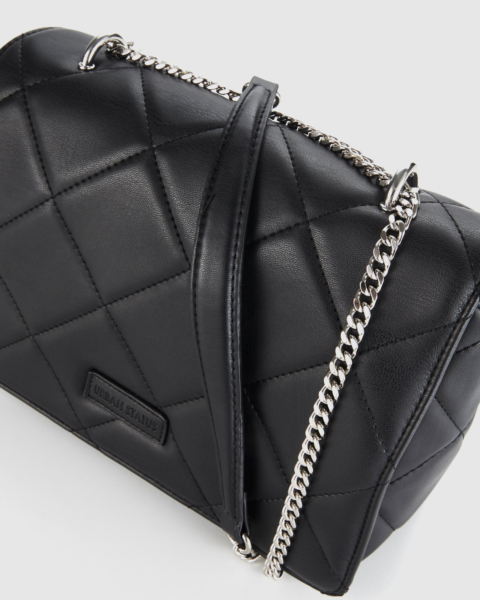 Urban Status black shoulder bag, quilted with chain
