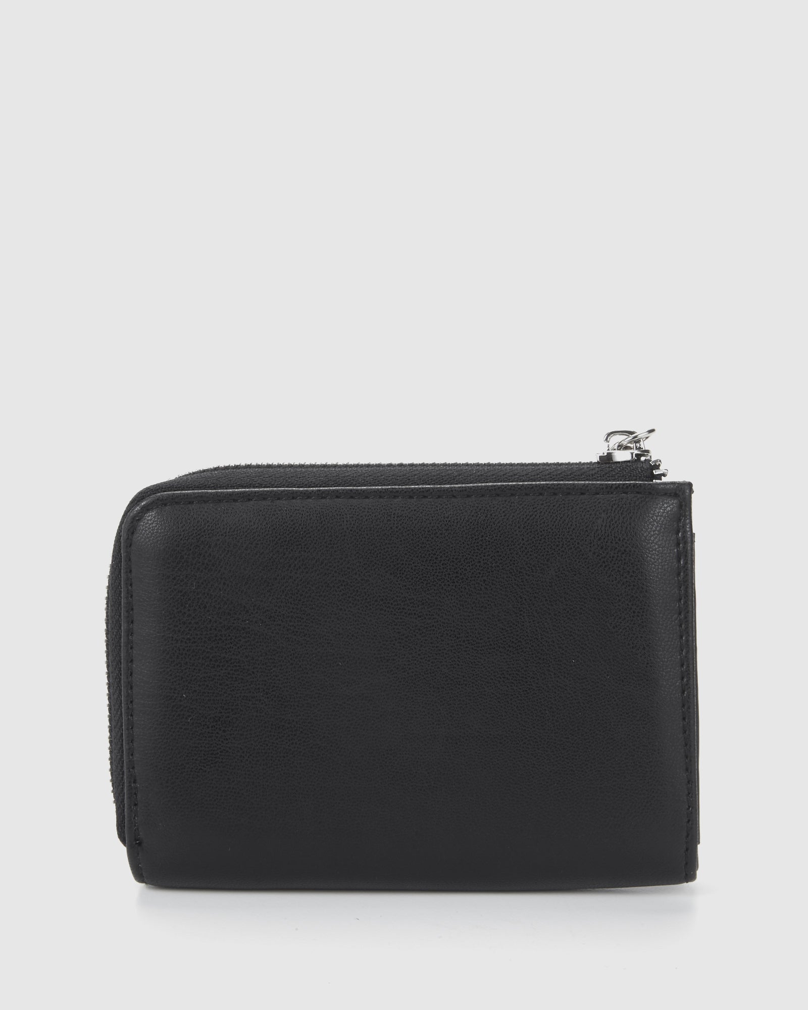 Women's wallet black, key ring with zip