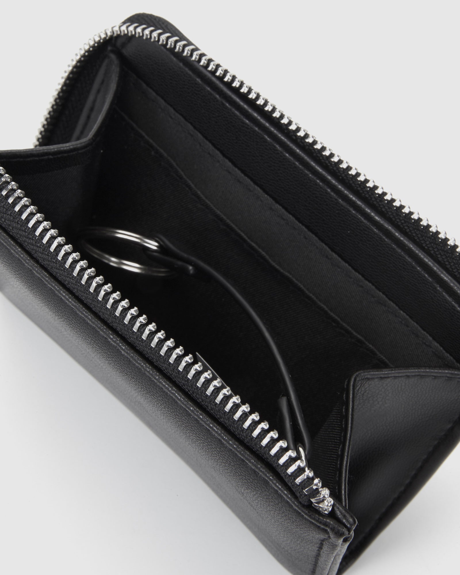 Women's wallet black, key ring with zip