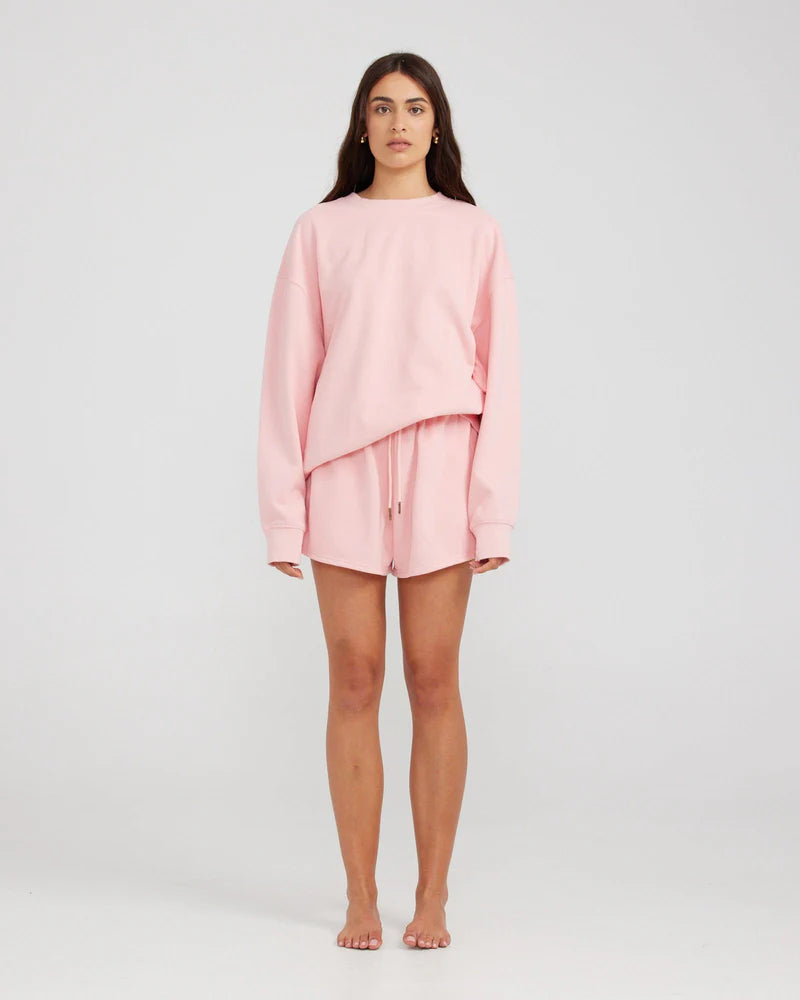 Pink sweatshirt by Charlie Holiday, relaxed fit everyday jumper