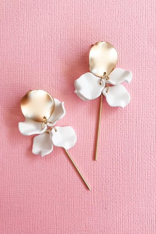 white petal dangle earings