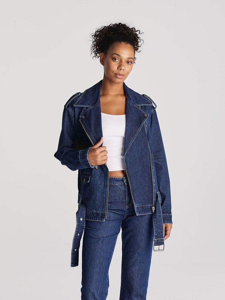 Cotton oversized bikers jacket from Lee Denim. Available in New Zealand