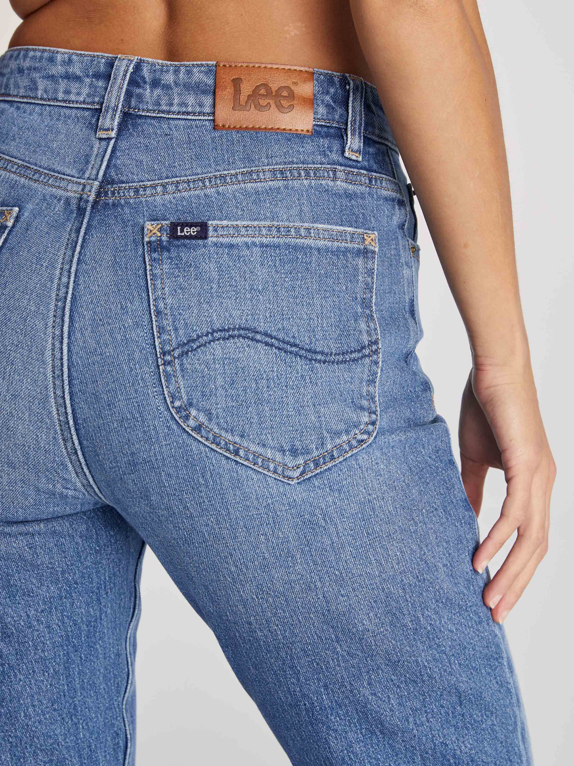 Lee Denim blue fitted jeans, in a mum cut