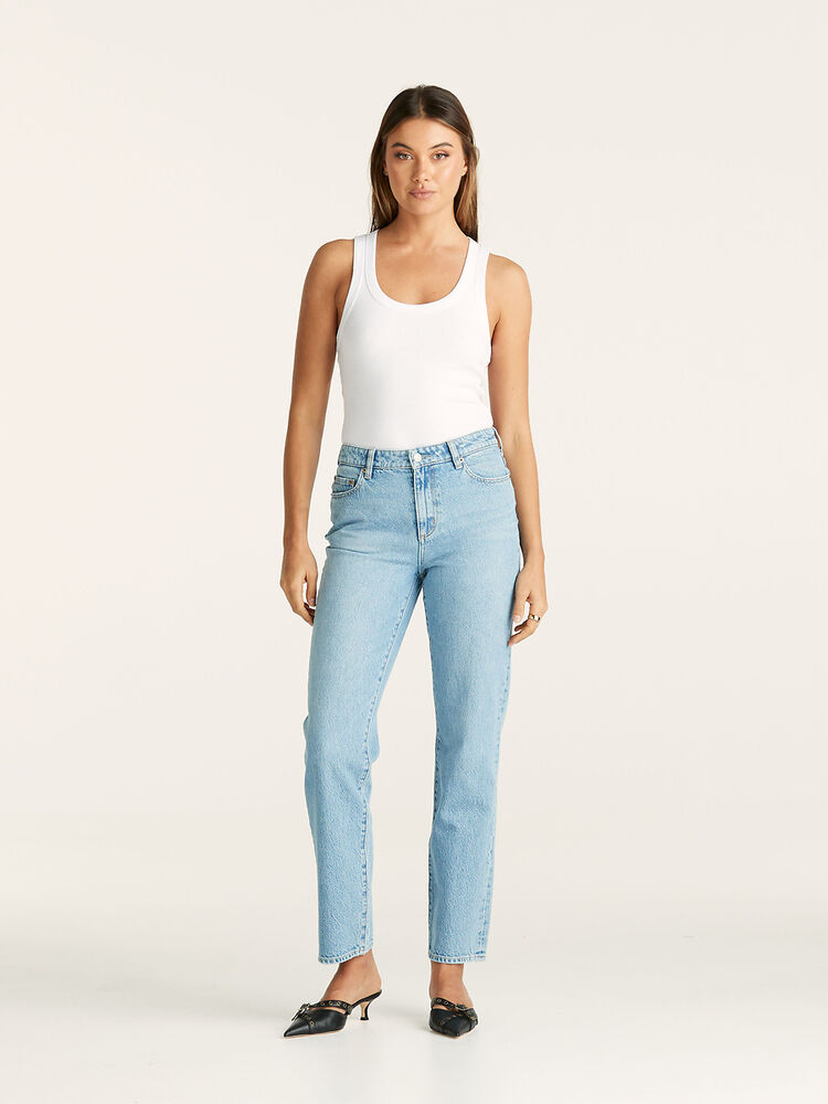 Mid slim straight jean with slim straight leg