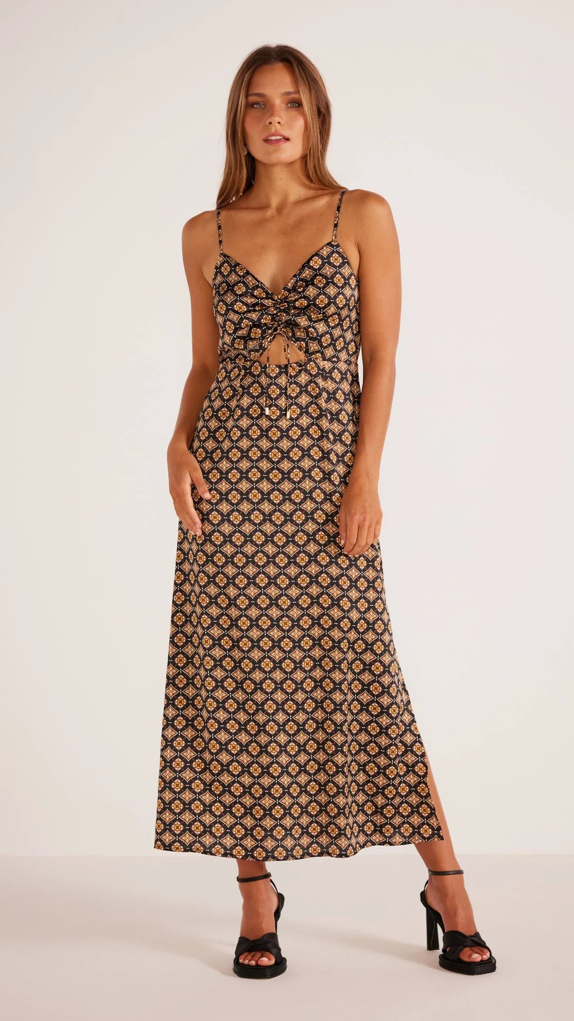 Cut out midi slip dress from Minkpink with geometric print