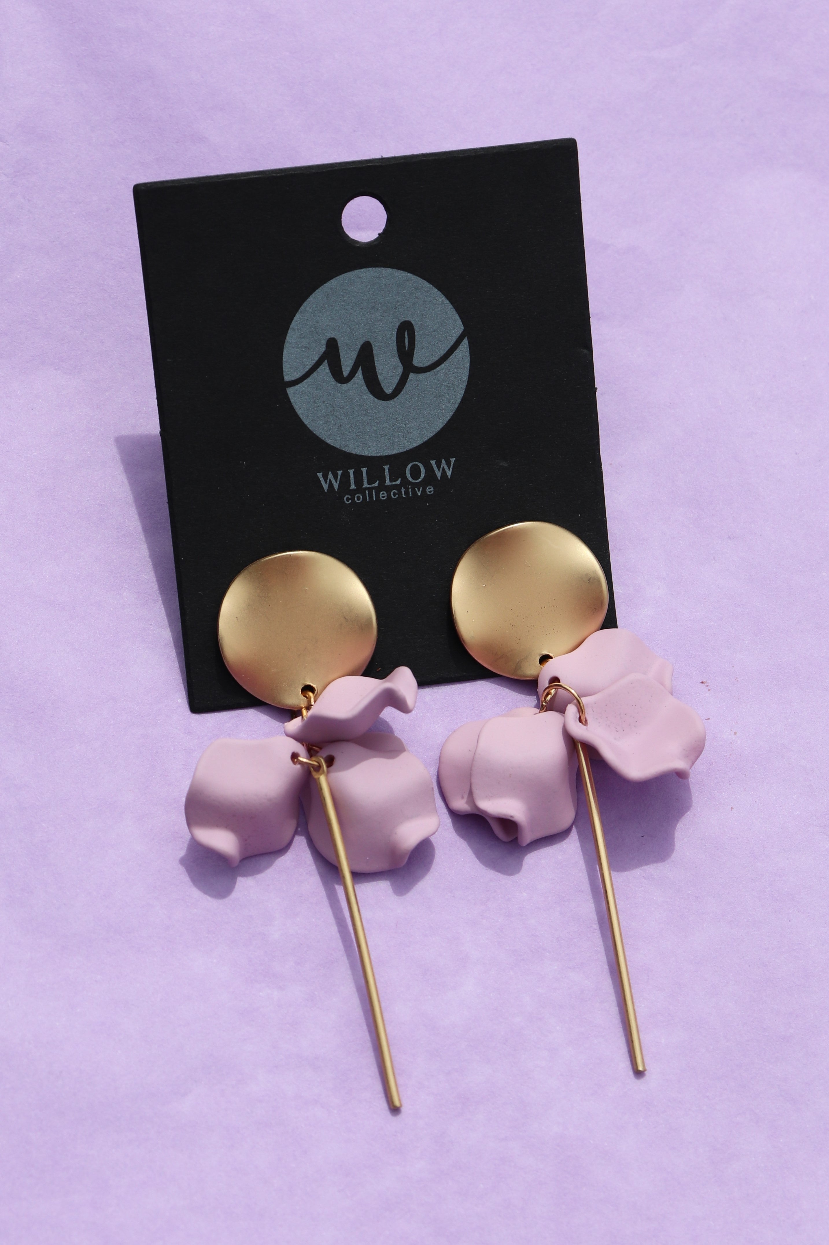 Purple flower earrings