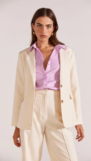 Staple. The Label Blazer,singled-breasted blazer in cream and doubled lined