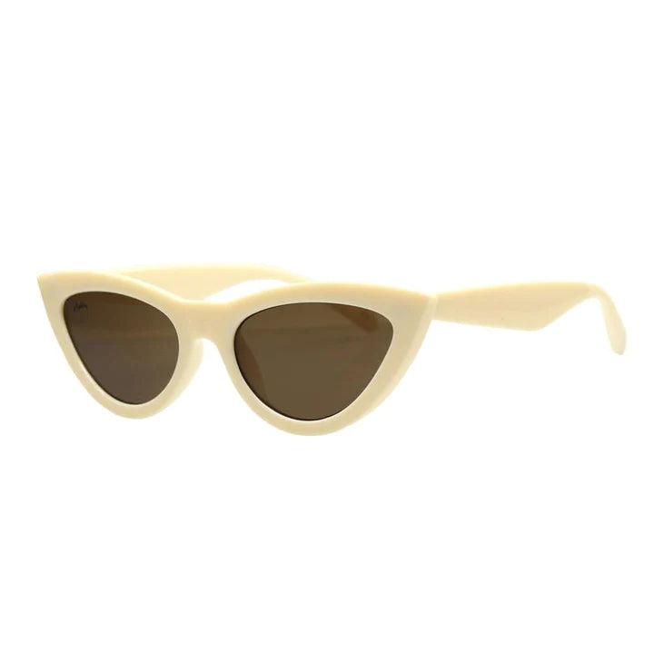 UV protection white bone sunglasses with vintage cat eye