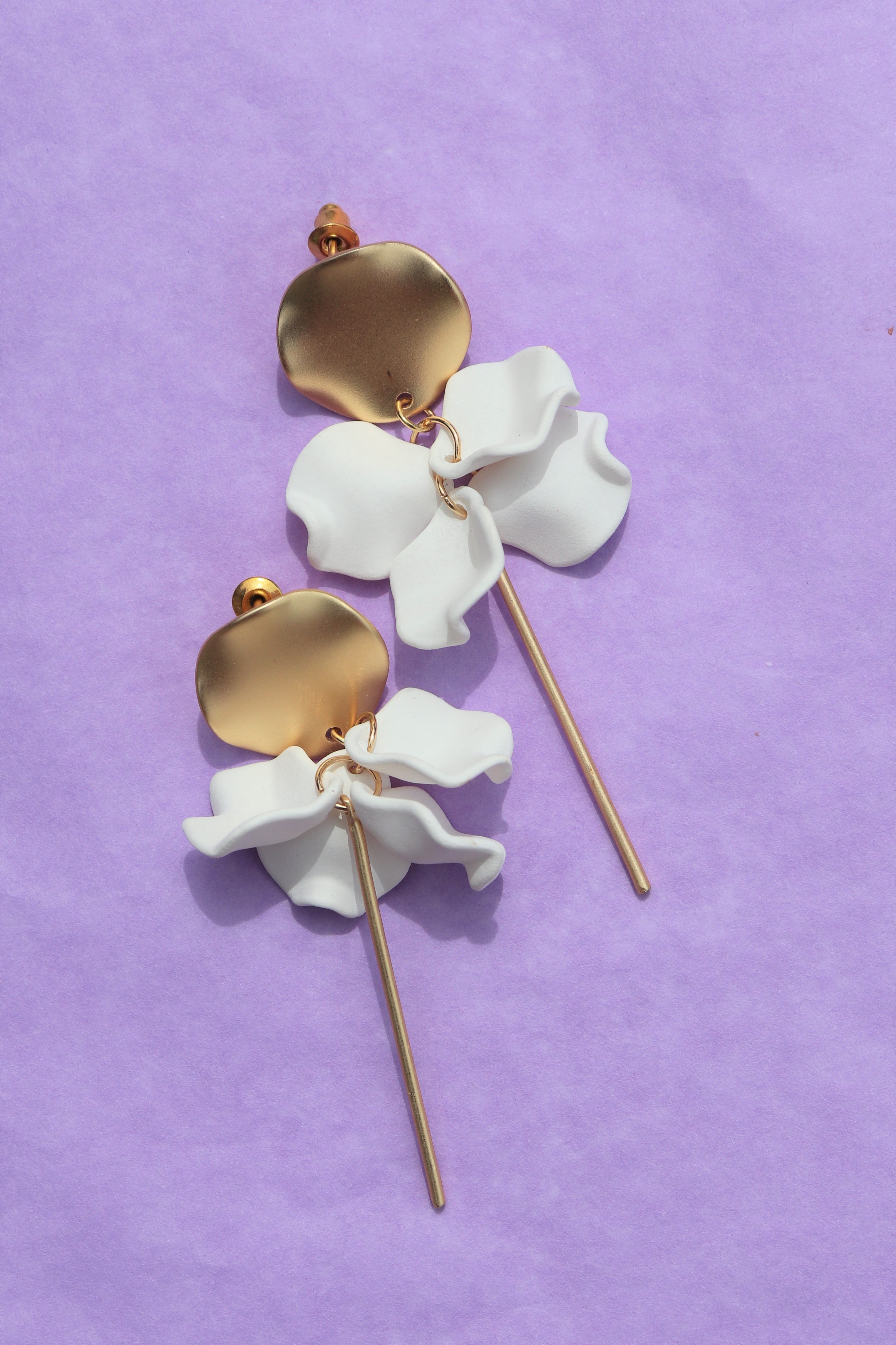 white flower earrings